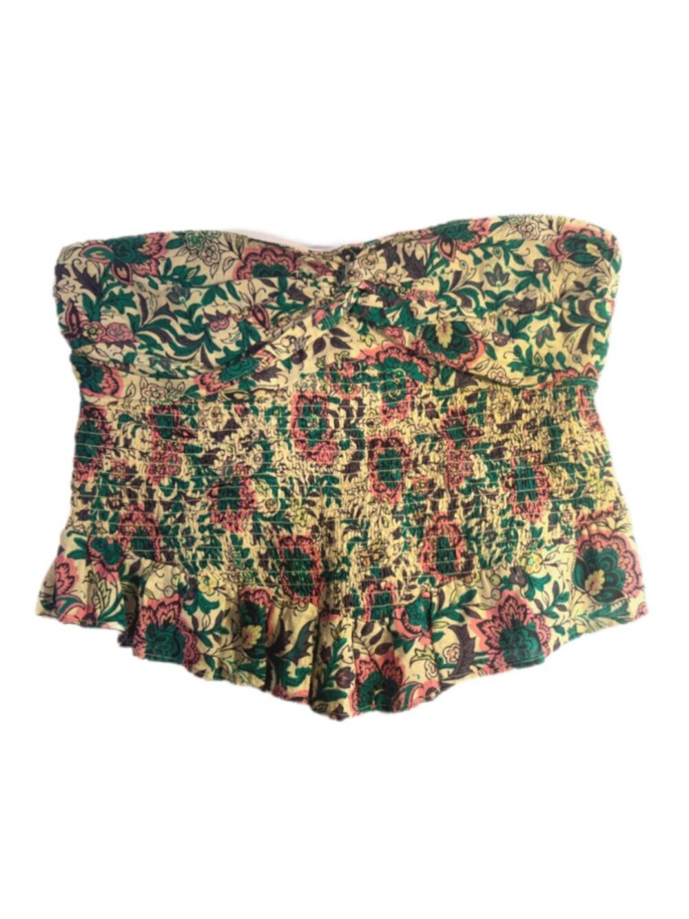 Free People One More Time Floral Smocked Tube Top Boho Strapless S